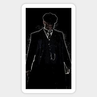 Thomas Shelby stands emotionally, well dressed, with a hat and looks down as abstract comic art (vers. 2) Sticker